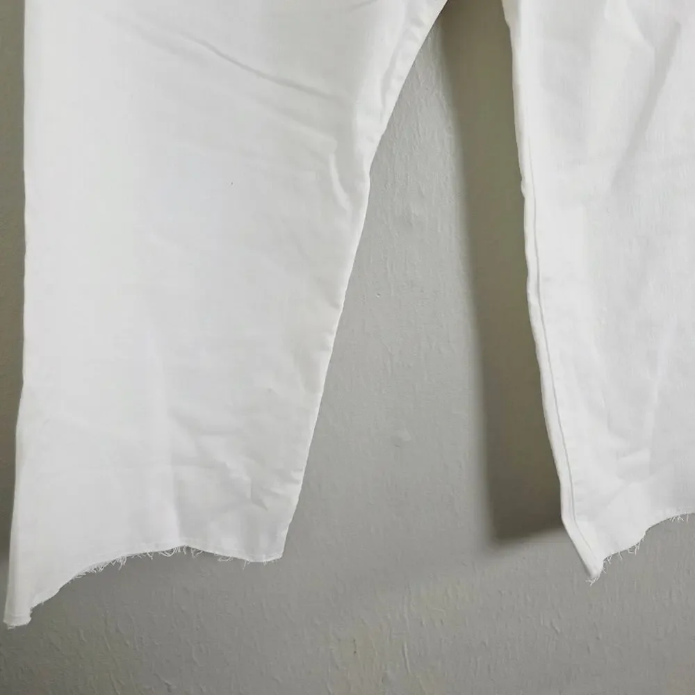 J. Crew Curvy Wide-Leg Crop Jeans White Raw Hem High Rise NWT - Size 29 Petite